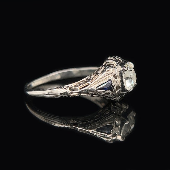 Art Deco .50ct. Diamond & Sapphire Antique Engage… - image 2
