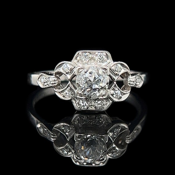 Art Deco .40ct. Diamond Antique Engagement - Fash… - image 1