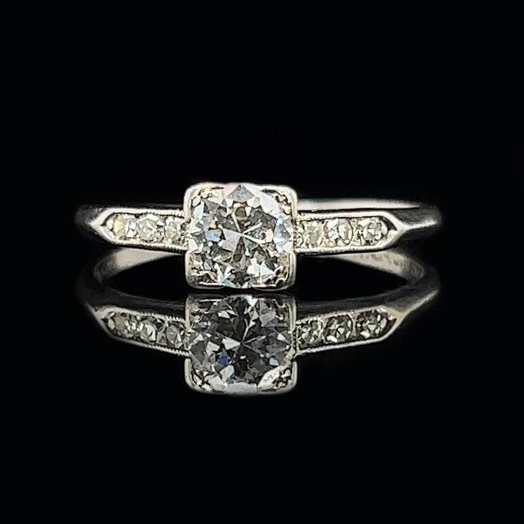 Art Deco .48ct. Diamond Antique Engagement Ring Platinum