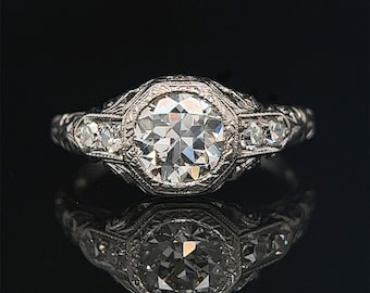 Art Deco .85ct. Diamond Antique Engagement - Fashion Ring Platinum - J39965