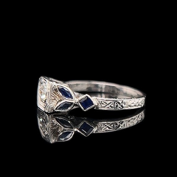 Art Deco .15ct. Diamond & Sapphire Antique Engage… - image 2