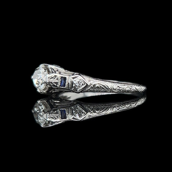 Edwardian .50ct. Diamond & Sapphire Antique Engag… - image 2