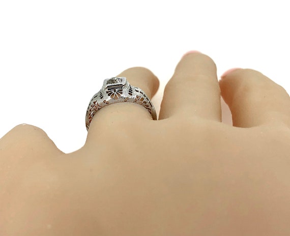 Edwardian .25ct. Diamond Antique Engagement Ring … - image 5