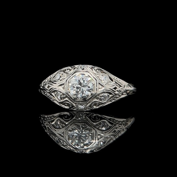 Art Deco .40ct. Diamond Antique Engagement - Fash… - image 1