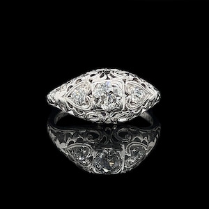 Art Deco Antique Engagement - Fashion Ring .35ct. Diamond 18K White Gold - J36928