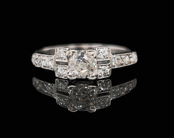 Art Deco .58ct. Diamond Antique Engagement - Fashion Ring Platinum - J35589