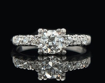 Art Deco .60ct. Diamond & Platinum Antique Engagement Ring - J35595