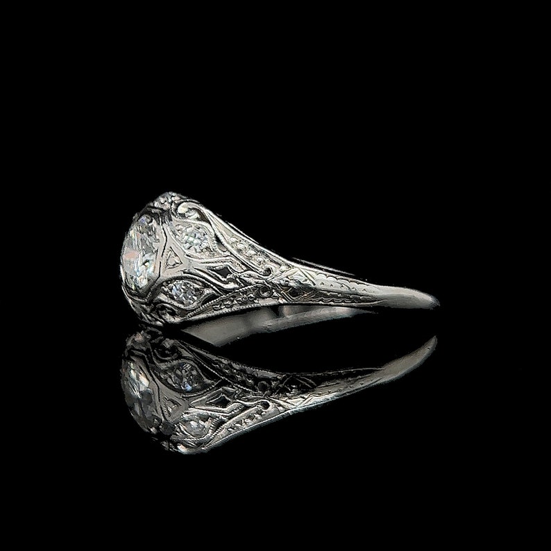 Art Deco .40ct. Diamond Antique Engagement Fashion Ring Platinum J37797 image 2
