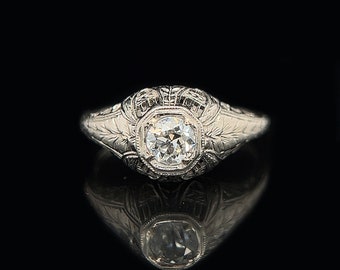 Edwardian .40ct. Diamond Antique Engagement - Fashion Ring Platinum - J37747