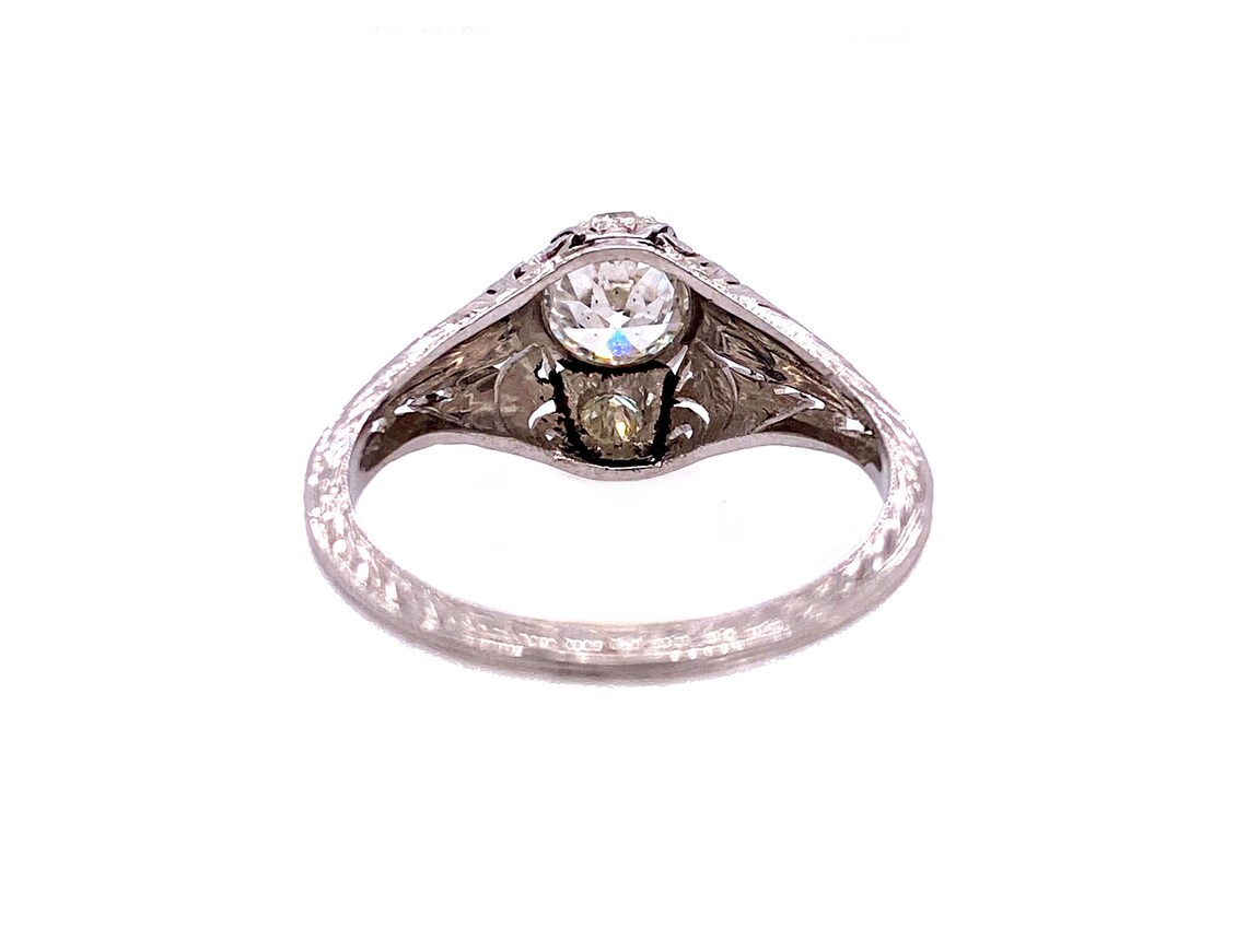 Antique Engagement Ring .65ct. Diamond & Platinum Art Deco Etsy