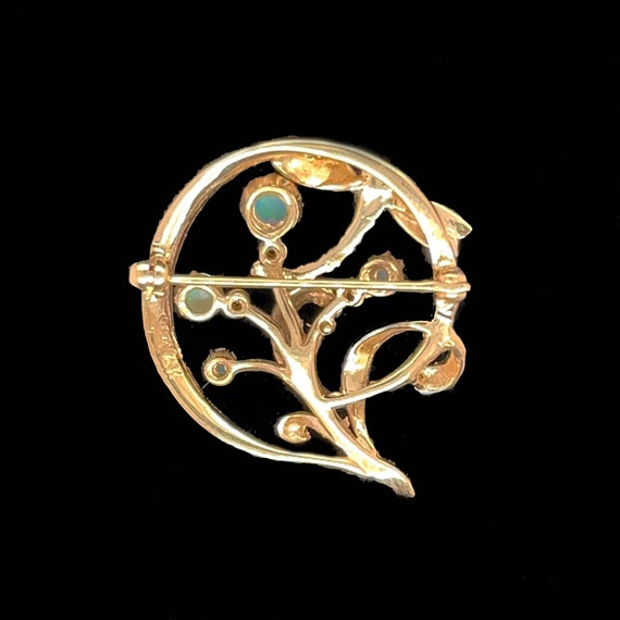 Late Art Nouveau .50ct. T.W. Opal & Diamond Antiq… - image 2