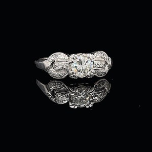 Art Deco .40ct. Diamond & Platinum Antique Engagement - Fashion Ring - J35487