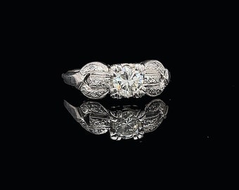 Art Deco .40ct. Diamond & Platinum Antique Engagement - Fashion Ring - J35487
