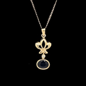 1.00ct. Sapphire & Diamond Vintage Necklace Yellow Gold - J42578
