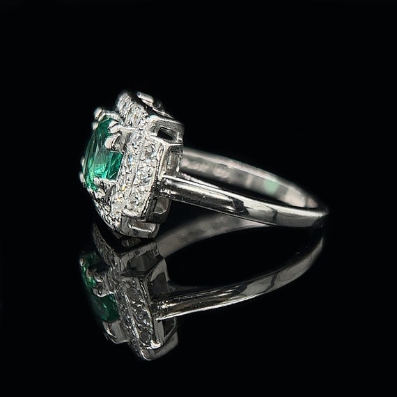 1.32ct. Emerald & .62ct. T.W. Diamond Vintage Eng… - image 2