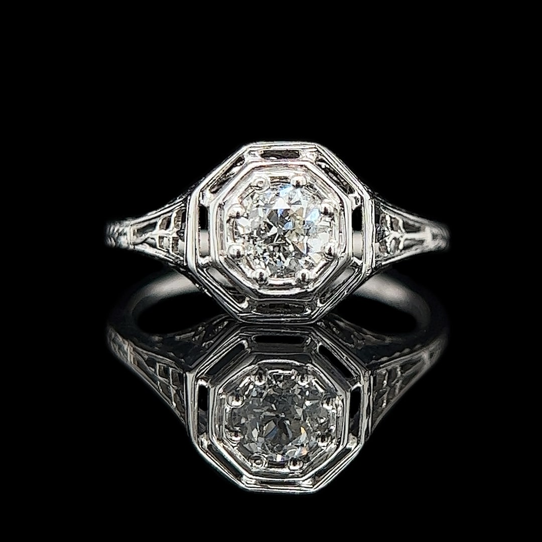 Art Deco .50ct. Diamond Antique Engagement - Fashion Ring White