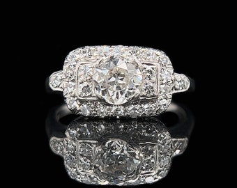 Art Deco .80ct. Diamond Antique Engagement - Fashion Ring Platinum - J36693