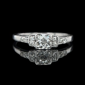 Art Deco .33ct. Diamond Antique Engagement - Fashion Ring 18K White Gold - J37496