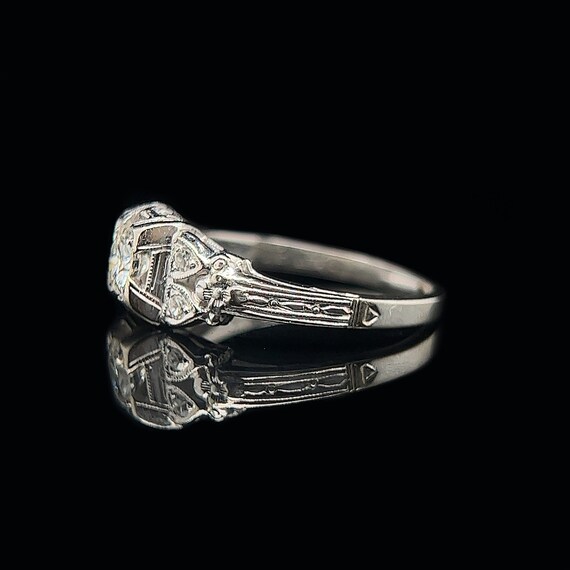 Antique Engagement Ring .33ct. Diamond & 18K Whit… - image 2