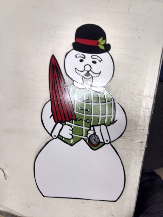 Christmas Lawn Art Figure Christmas Sam The Snowman From Rudolph Handcrafted Painted Great Detail Metal Stakes Wall Mount Included Art535