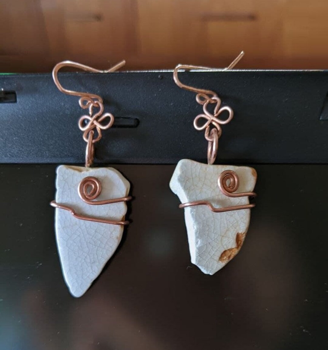 Sea Pottery Earrings Copper Findings Vancouver Island BC Etsy UK