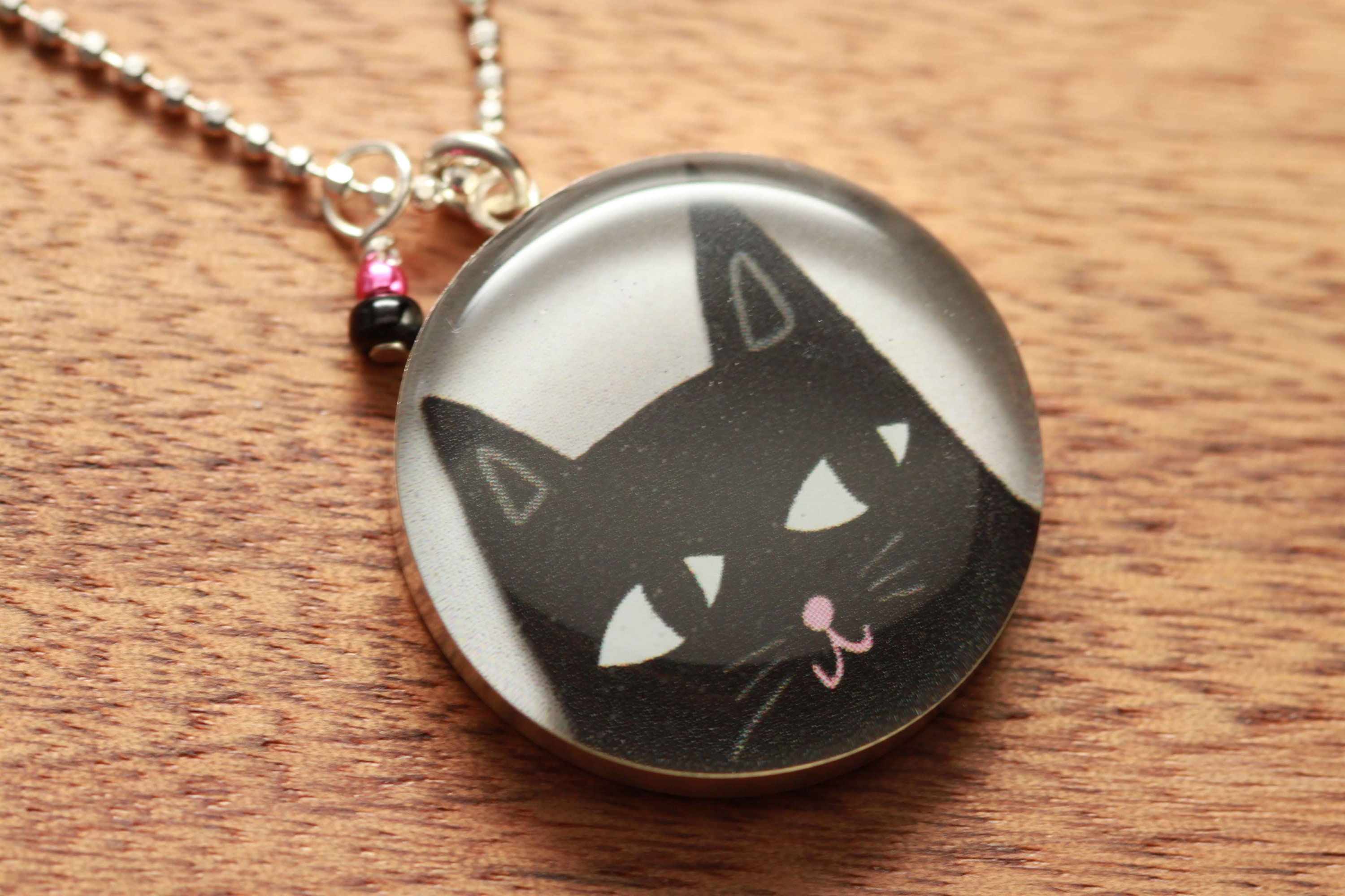 Black Cat Enamel Charm Necklace – Rebecca Accessories