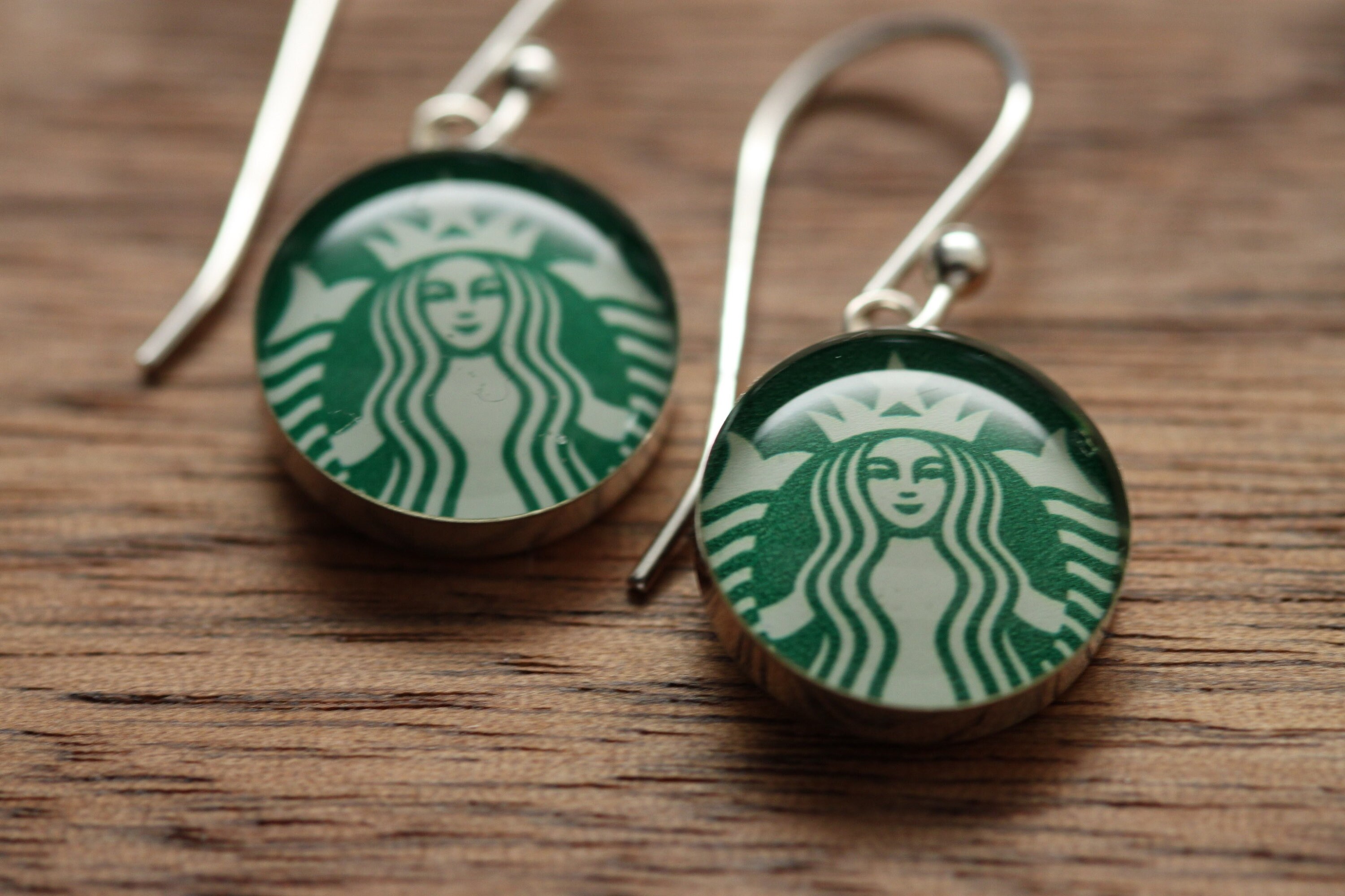 Starbucks Siren Logo Earrings With Sterling Silver and Resin. - Etsy