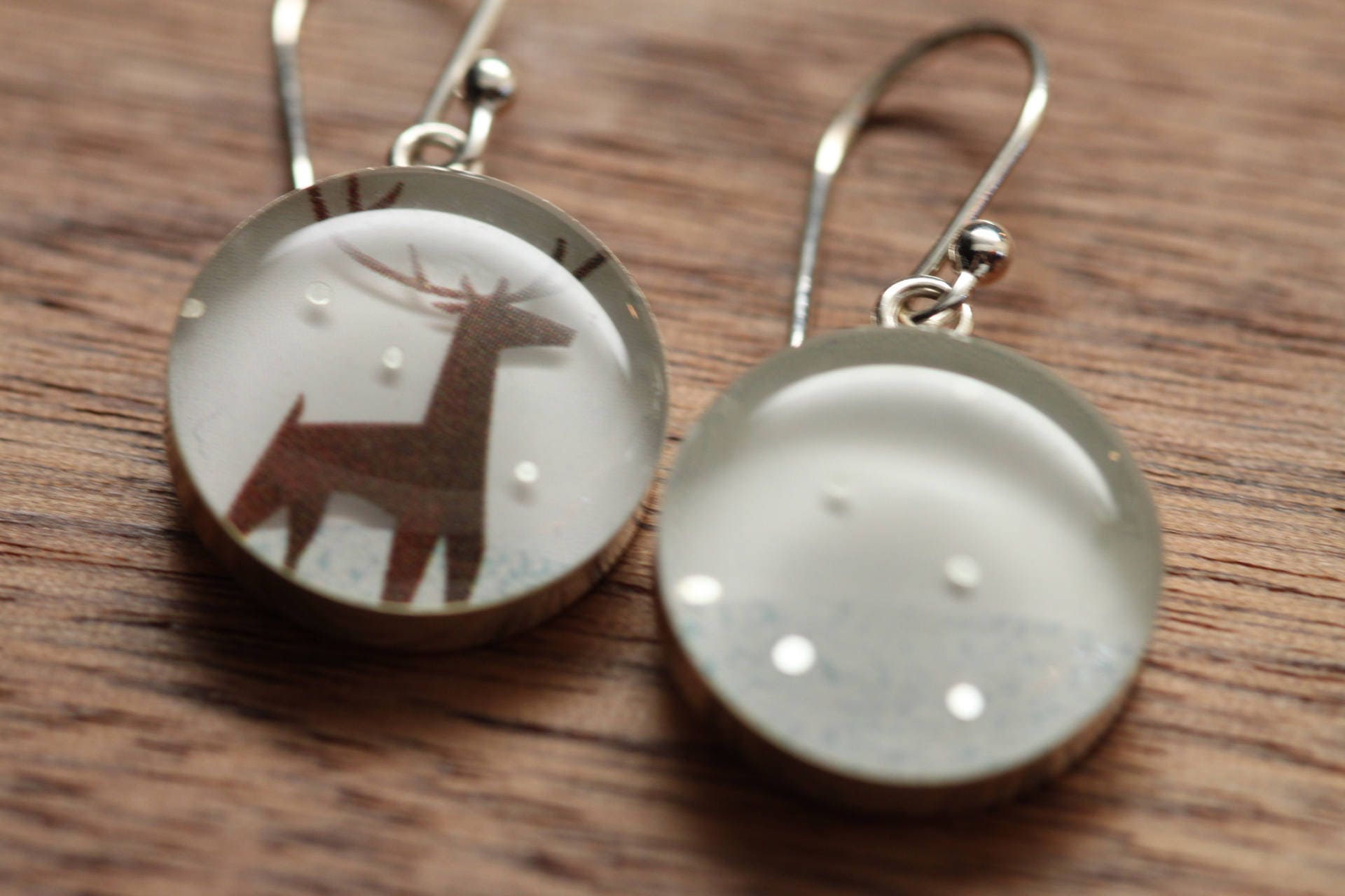 Reindeer in the Snow Earrings Made From Recycled Starbucks - Etsy