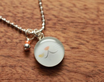 Kitty Nose Boop necklace made from recycled Starbucks gift cards sterling silver and resin.