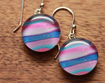 If Jupiter was purple... earrings made from recycled Starbucks gift cards, sterling silver and resin