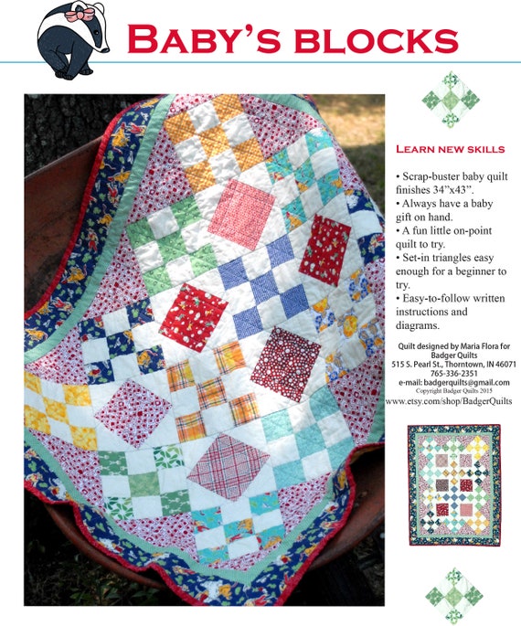Baby blocks baby quilt Etsy