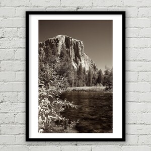 Large El Capitan & Merced River Photo, Yosemite Print, Fine Art Photo Print, Nature, California, Black and White Art, Landscape, Home Decor
