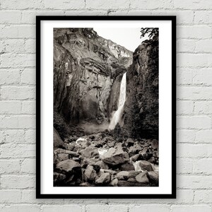Large Yosemite Falls Photo, Lower Yosemite Falls Fine Art, Waterfall, Landscape, Nature, Black and White Art, Wall Art, Home Decor
