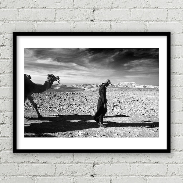 Bedouin & Camels Negev Desert Fine Art Print, Israël Fine Art Black and White Print