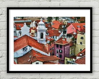 Lisbon Rooftops Photograph, Lisbon Art Print, Lisbon Portugal Photo, City Art Print, Wall Art, Portuguese Wall Decor, Travel Photography