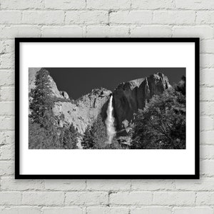 Large Yosemite Falls Fine Art Photo, Upper Yosemite Falls, Nature, Landscape, Black and White Art, Waterfall, Home Decor, Wall Decor