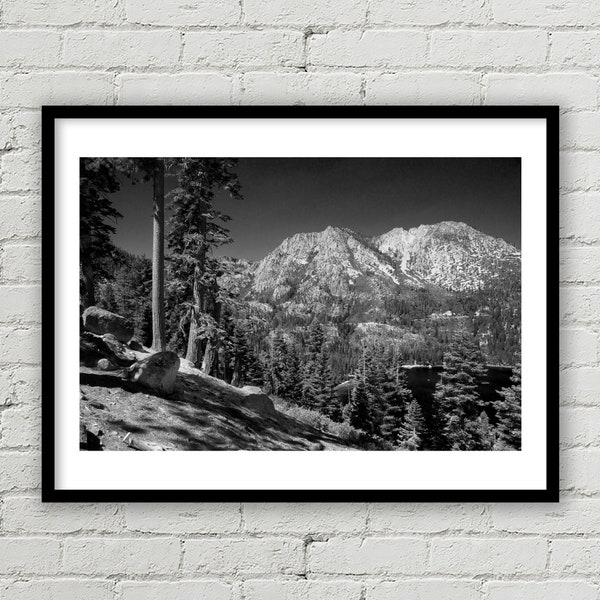 Large Lake Tahoe at Emerald Bay Photo, Fine Art Photograph, Nature, Landscape, California, Black and White Art, Home Decor, Wall Decor