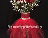 Centerpiece Wedding Vase Couture Red