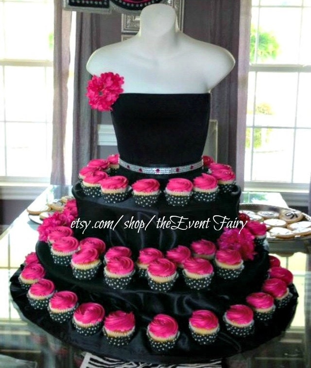strapless open back dress Wedding Gown Cupcake Cake