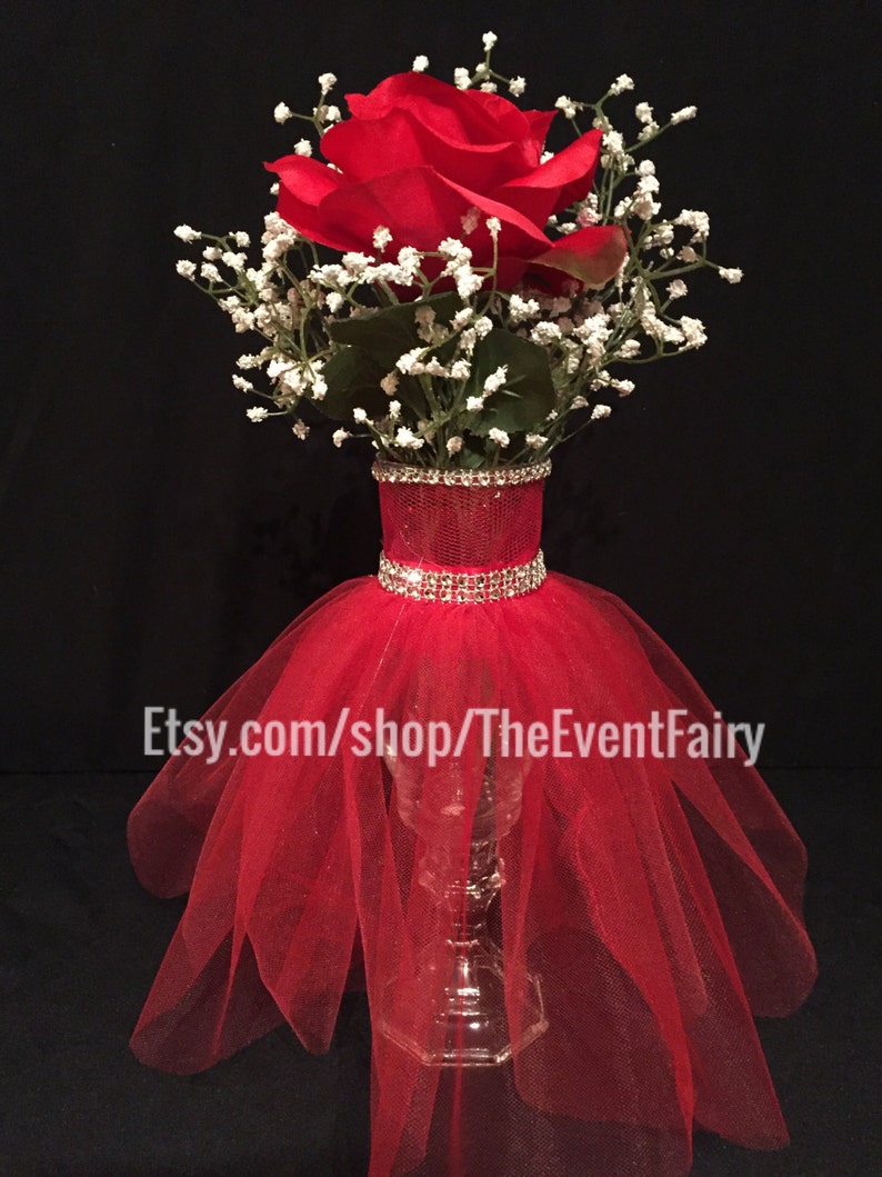 Centerpiece Wedding Vase Couture Red Etsy