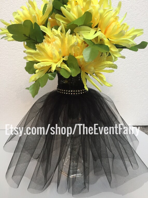 Black Vase Couture Centerpiece Etsy
