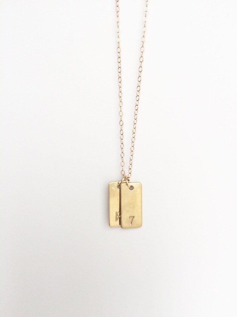 Calista double charms Personalized necklace // stamped Etsy