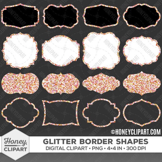 Rose gold glitter clip art rose gold glitter border rose | Etsy