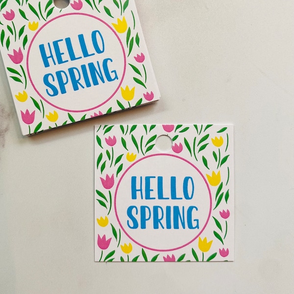 Hello Spring Cookie Tags, Printed Cookie Tags