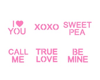 Conversation Hearts Cookie Stencil Set, Valentines Day Candy Stencil Set, Hearts Cookie Stencil Set