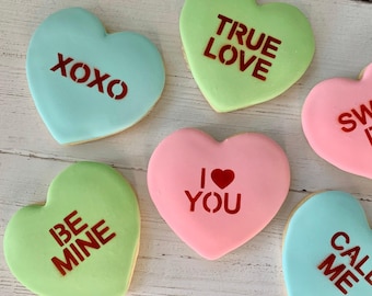 Conversation Hearts Cookie Stencil Set: Valentine's Day Baking