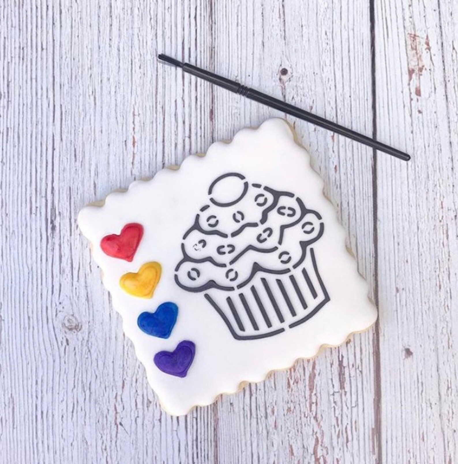 Cupcake Paint Your Own Cookie Stencil Cupcake PYO Cookie Etsy