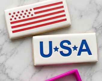 Stars & Stripes Cookie Stencil Set: 4th of July USA Design