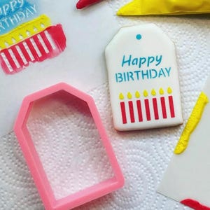 Birthday Gift Tag Cookie Decorating Set, Birthday Stencil, Gift Tag Cookie Cutter, Happy Birthday Cookies