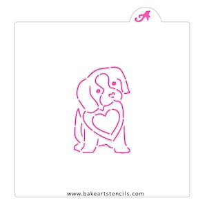 Puppy Valentine PYO Cookie Stencil: Dog with Heart